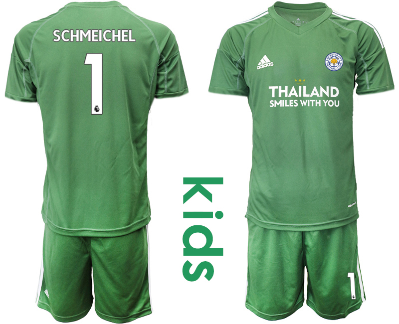 Youth 2020-2021 club Leicester City green goalkeeper #1 Soccer Jerseys1->customized soccer jersey->Custom Jersey
